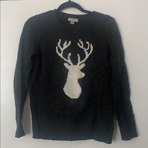 LOFT GRAY REINDEER SWEATER